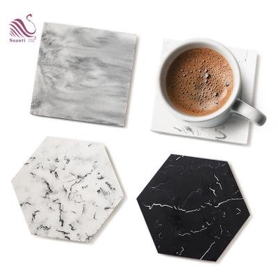 China Luxury Suanti 4PCS Polyersin Resin Marble Coaster Swirl Coaster Coffee Wine Table Cup Mat Viable Hotel Drinks Custom Made for sale