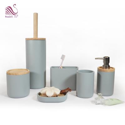 China Sustainable Wooden Bathroom Accessories Set For Home And Hotel , Decorate Items for sale