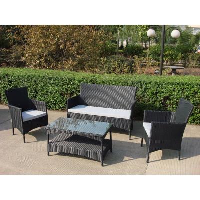 China Carefree Concise Design Rattan Furniture Garden Patio 4-Piece Seat Sofa Brown for sale