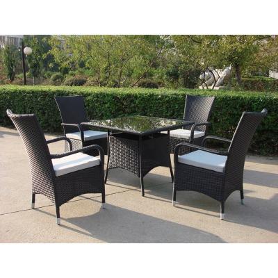 China Carefree Modern Patio Furniture Rattan Outdoor Dining Set 1 Table 4 Chairs for sale