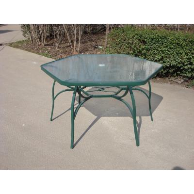 China Multi-person Modern Hexagon Green 136*71CM Outdoor Dining Table for sale