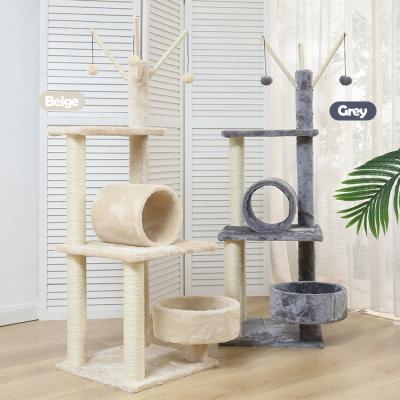 China Stored Hole Cat Climbing Frame Outdoor Furniture Modern 3 Tier Tree Cat Tree for sale