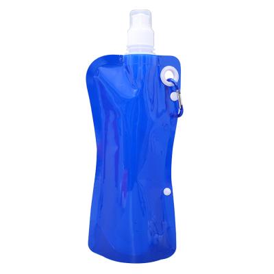 China Recyclable Liquid Plastic Drinking Pocket Holder Up Folding 16oz Water Bottle Bag With Logo for sale