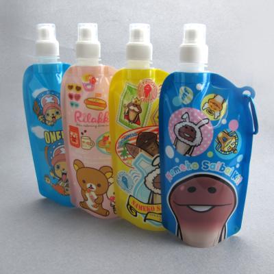 China Outdoor Customized Recyclable Liquid Folding Pouch Spout Holder Water Bottle Halloween Drinks Bags for sale