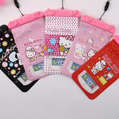 China Cartoon Mobile Waterproof Pouch Moisture Proof Swimming PVC Outdoor Mobile Phone Dry Bag With Lanyard for sale