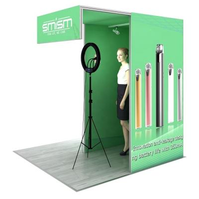 China Portable High Quality Aluminum Live Broadcast Fabric Photo Backdrop Custom Booth Display Stand for sale