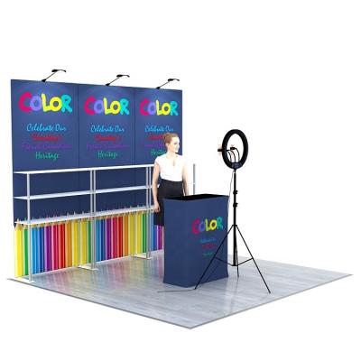 China 10ft Portable Straight Display Rack Wall Tension Fabric Backdrop Tension Fabric Backdrop Wall for Broadcastroom and Trade Show BTDBR006 for sale