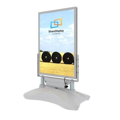 China CE Certification Aluminum Flash Poster Allumium Breakage Frame A1 Free Standing Outdoor Li-Lon Battery Pavement Sign Anti-Stolen Light Box for sale