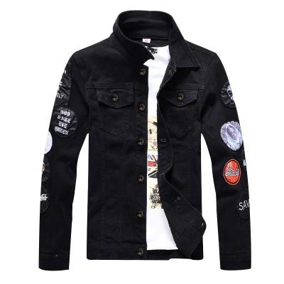 China Polyester / Cotton Men Waist Motorcycle Fashion Patch Denim Korean Style Slimmer Denim Jacket for sale