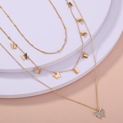 China High Quality Hip Hop Street Chain Rose Pendant Neck Chain Fashion Metal Soft Multilayer Stacked Necklace for sale