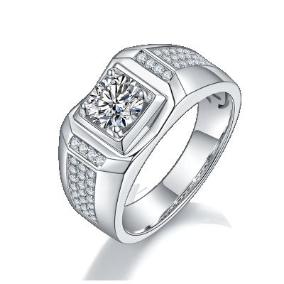 China CLASSIC 925 Sterling Silver Italian Men's Ring With 1ct Moissanite for sale