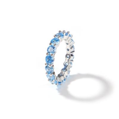 China Hiphop A Row Of Hip Hop Rings Couple Set Single Sea Blue Zircon Ring for sale