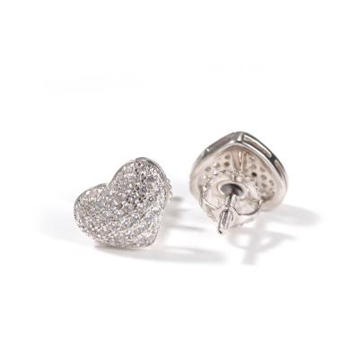 China FASHIONABLE 925 Diamond Arc Heart-Shaped Stud Earrings Silver Hip Hop Jewelry Earring for sale