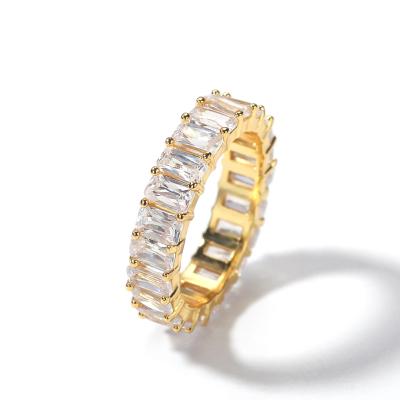 China Wholesale Hiphop Christmas Jewelry S Ring Narrow Square Zircon Ring Diamond Men's Hip Hop Rings for sale