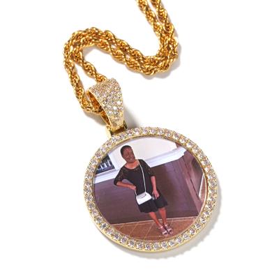 China Hiphop Hip Hop Personalized Photo Border Explosion Zircon DIY Necklace Set Creative Solid Copper Fixed Photo Pendant for sale