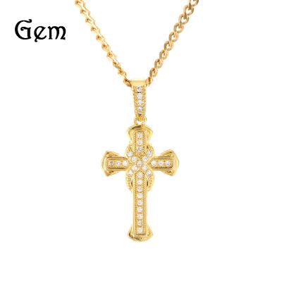 China High End Hiphop Men's Hip Hop Pendant 4Cm*1.9Cm Micro-Inlaid Zircon 3A Flower Mini Cross Pendant for sale