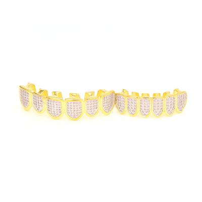 China Hip-hop Zircon Grillz Men's Rose Gold Big Teeth European and American Booty Teeth Decoration for sale