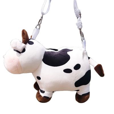 China Cute Fun Milk Cow Push Plush Cow Plush Backpack School Bag Backpack Hot Selling Milk Cow For Kids Girls for sale