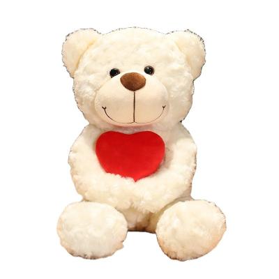 China Cute Fun 45cm Plushie Animals Stuffed Heart Bears Wholesale Valentines Teddy Bears With Red Heart Stuffed Teddy Bear With Heart for sale