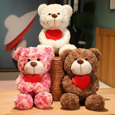 China Cute Teddy Bear Plush Animal Stuffed Soft Fun Plush Toys For Kids Teddy Bear With Red Heart Small Size for sale