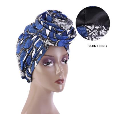 China African Image Pattern Private Label Hair Cowl Ankara Printing Fashion Turbans For Ladies for sale