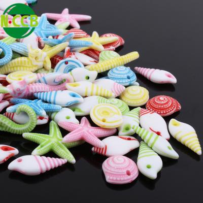 China Jewelry Making Popular Matching Starfish, Seahorse, Conch Shaped Custom Engraved Animal Plastic Beads for sale