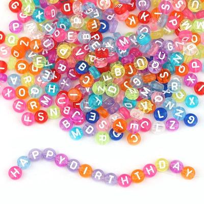 China Jewelry Making 4*7mm Flat Round Alphabet Beads Acrylic Transparent Colors Letter Beads For Jewelry Making DIY Accessories for sale