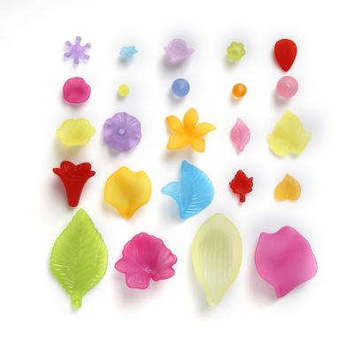 China Jewelry Making Wholesale High Quality Mixed Flower Leaf Frosted Acrylic Spacer Beads Caps For DIY Jewelry for sale