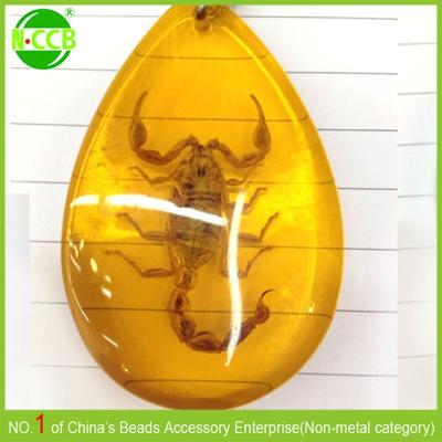 China Imitation Amber Plastic Synthetic Insect Bead Scorpion Amber Amber Beads for sale