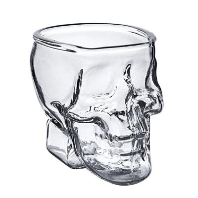 China Sustainable Skull-Candy Shaped 2.8 Oz Clear Glass Shot Glasses Novelty Decorative Halloween Drinkware for sale