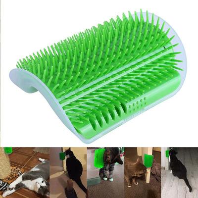 China Pet Cat Self Grooming Brush Wall Corner Mouted Viable Massager Toy Comb for Cats Kitten Cat Playing Toy Hand Free Massage Grooming Comb for sale