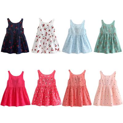 China Breathable Kids Dot Flower Sleeveless Dress Bowknot Soft Backless Dress For Baby Summer Skirt V-collar Girls Sundress for sale