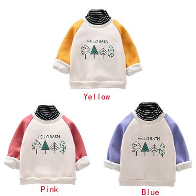 China Baby Boy Casual Tracksuit Winter Floral Letters Print Casual Long Sleeve Sweatshirt Kids Thicken Velvet Coat Outfits Tops for sale