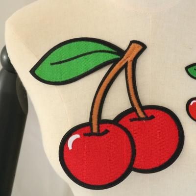 China Viable Wholesale Custom Cherries Iron On Patch For Jacket Backpack Jeans Bag Decor Apparel Badge Embroidered Emblem for sale