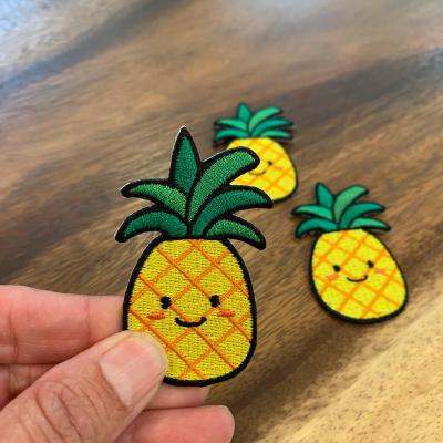 China Viable Wholesale Custom Pineapple Iron On Patch For Jacket Backpack Jeans Bag Decor Apparel Badge Embroidered Emblem for sale