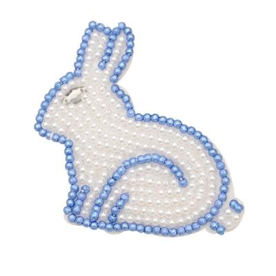 China Viable Newcomer Creative Rabbit With Bead Animal Patches For Clothes/Hats/Bags Sew On Accept To Custom Design for sale