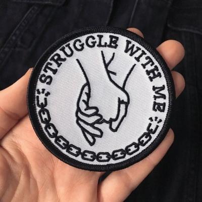 China High Quality Viable Participation Hands Patch Life Club Patch Iron On Chain Link Serif Font Tattoo Flash Valentines Applies Patch for sale