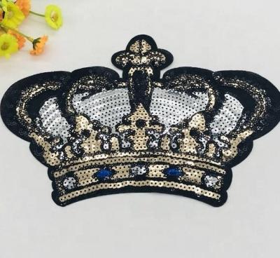 China Crown Viable Applique Sequin Patch Bling Sequin Patches For Apparel Large Sequin Patch For Coat, T-shirt, Decorative Patch for sale