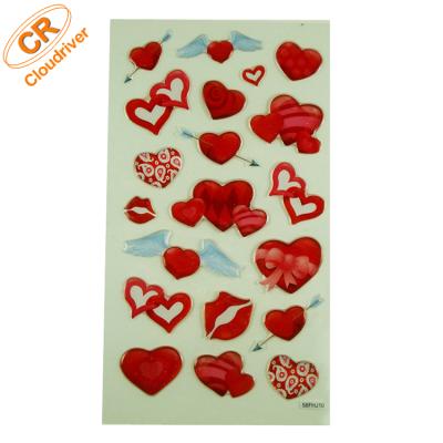 China Wholesale Valentine Day Dome Resin Label Waterproof Heart Shape Self Adhesive Epoxy Sticker for sale