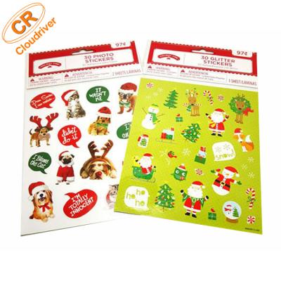 China Customized Recycled Printing Self Adhesive Recycled Christmas Decals Sticker Paper Sheets For Kids for sale