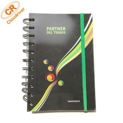 China Spiral Spiral Tape Customized Logo Printing Office Note Pads PP Promotional Spiral Note Pads With Elastic Band for sale