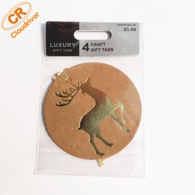 China Greeting Custom Logo Round Shape Gold Stamping Paper Eco-friendly Die Cut Label Packaging for sale