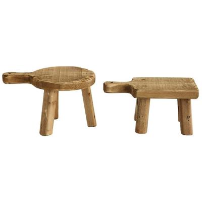 China High quality handmade country style wooden plant or figurine stand base with handle for sale