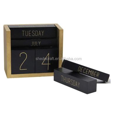 중국 Wholesale wooden english flip over desk block advent wooden perpetual calendar 판매용