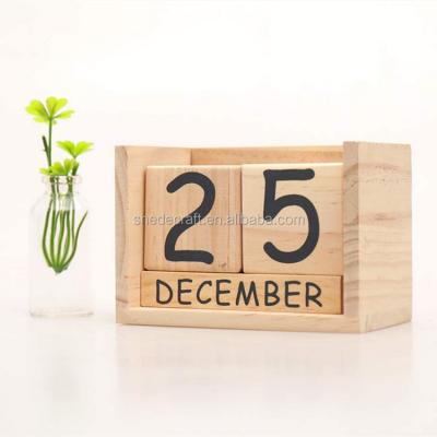 중국 Wooden unique perpetual desk calendar wooden block office desktop decoration 판매용