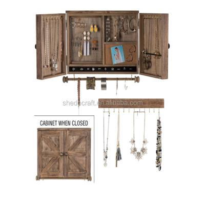 중국 Cheap rustic mounted barndoor decor holder jewelry organizer wall mount wood 판매용