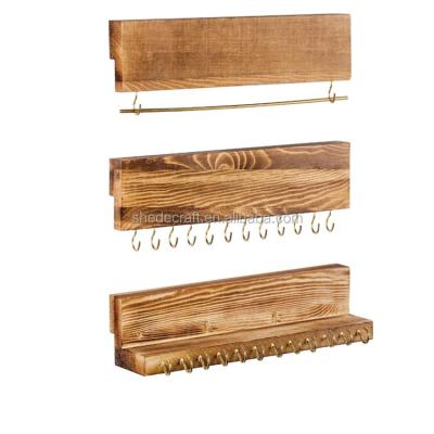 중국 Set of 3 wall mounted hanging holder removable bracelet rod wood jewelry organizer 판매용