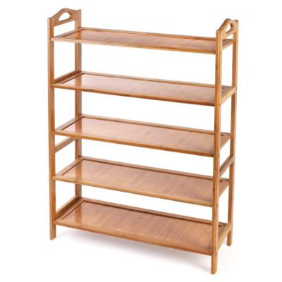 China handmade 5 floor entrance shoe rack wooden storage finishing rack for sale