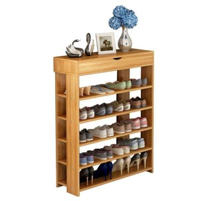 중국 multi-function 5-tier solid wooden shoe rack with one storage cube on the top 판매용