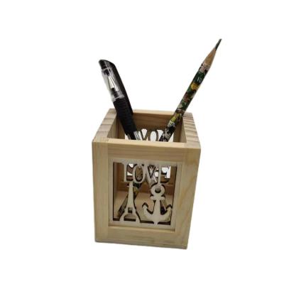 China wood pen holder natural simple wood writing pencil holder suitable for office desktop for sale